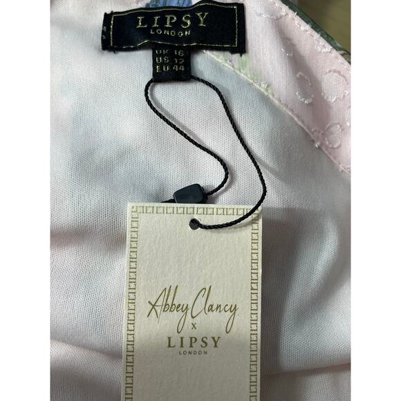 Lipsy x Abbey Dress Size 12 Pink Single Shoulder Fairy Core Coquette Bird Glam - Picture 7 of 9